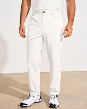 Runcati mens golf pants stretch fabric enables comfortable movement during games.