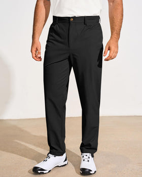 Runcati men's golf pants stretch fabric enabling easy movement