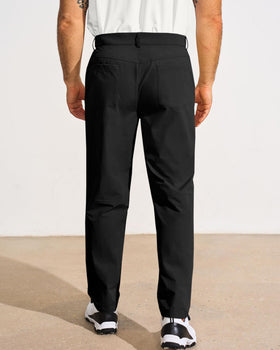 Runcati pants with zip-fly and elastic waist for versatile wear