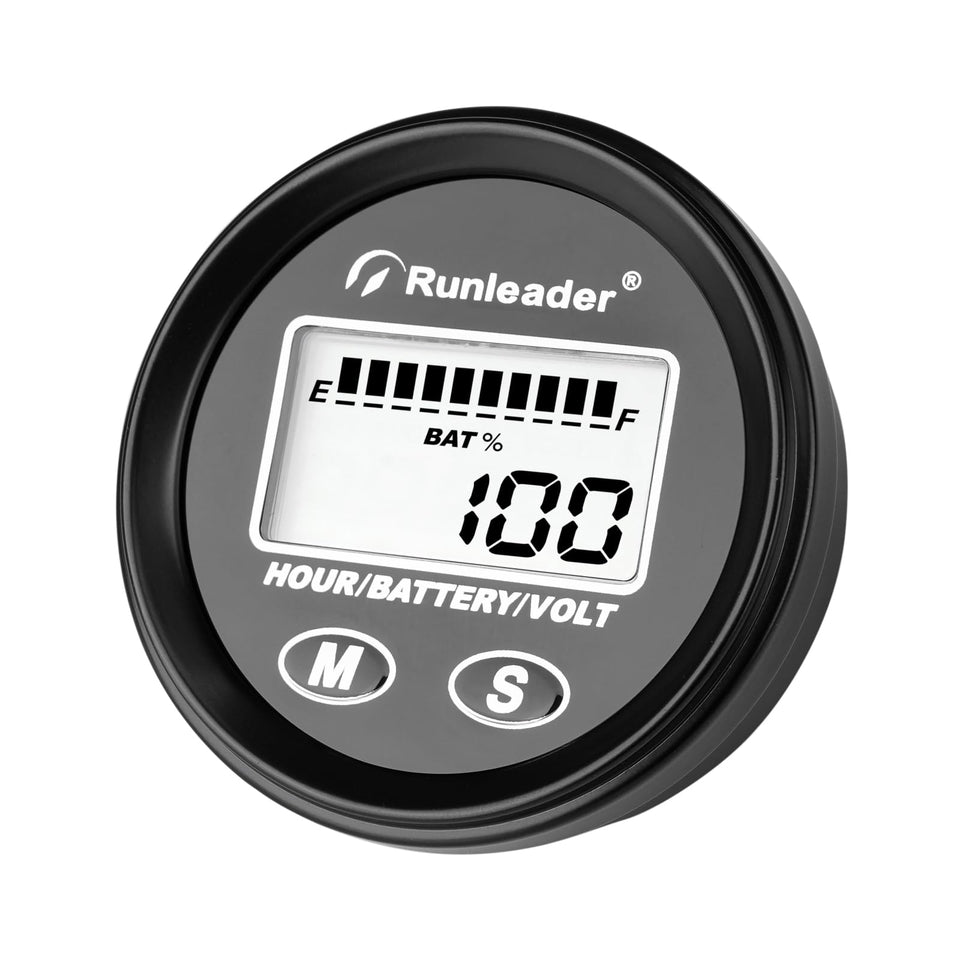 Runleader LCD battery capacity meter displays real-time status for quick monitoring