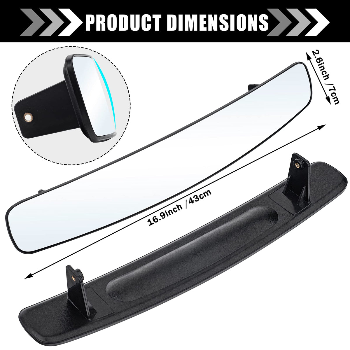  RUNQIN OUTDOOR convex center mirror for improved depth perception behind cart.