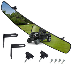  RUNQIN OUTDOOR golf cart rearview mirror, 16.5-inch wide, broad visibility for safer rides.