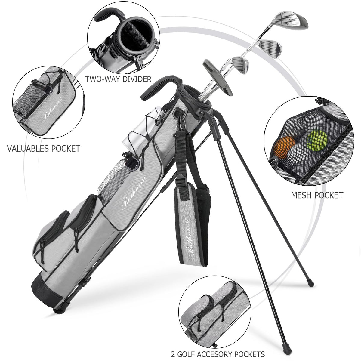 RUTHNISSI golf stand bag with adjustable strap for comfortable carry on rounds