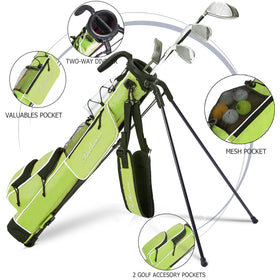 RUTHNISSI Golf Stand Bag shows bottle holder and glove buckle for convenience