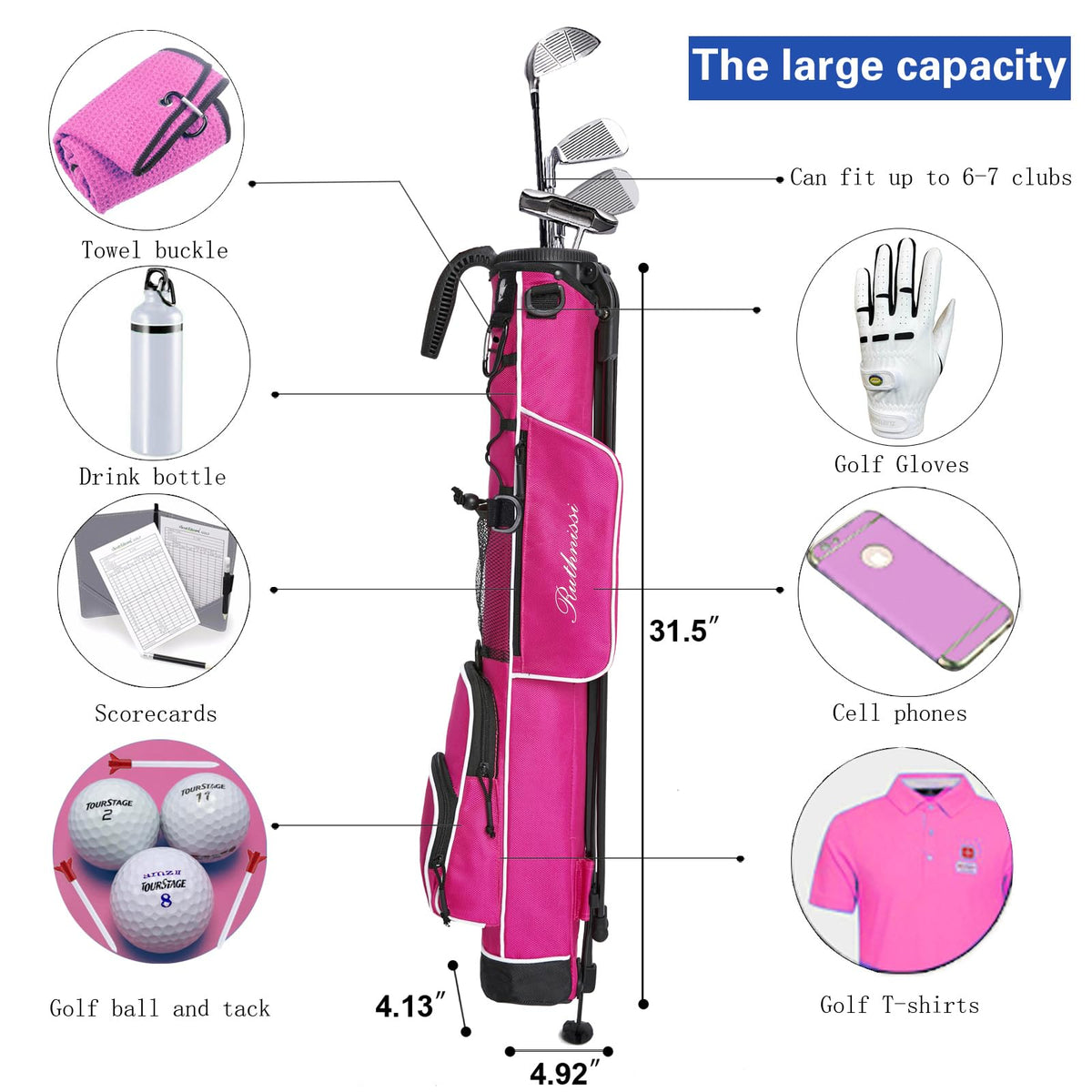 RUTHNISSI golf stand bag carry-handle and strap image for comfortable carrying.