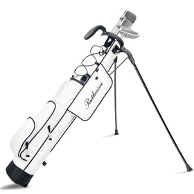 RUTHNISSI Golf Stand Bag front-pocket view demonstrates organized storage for accessories.