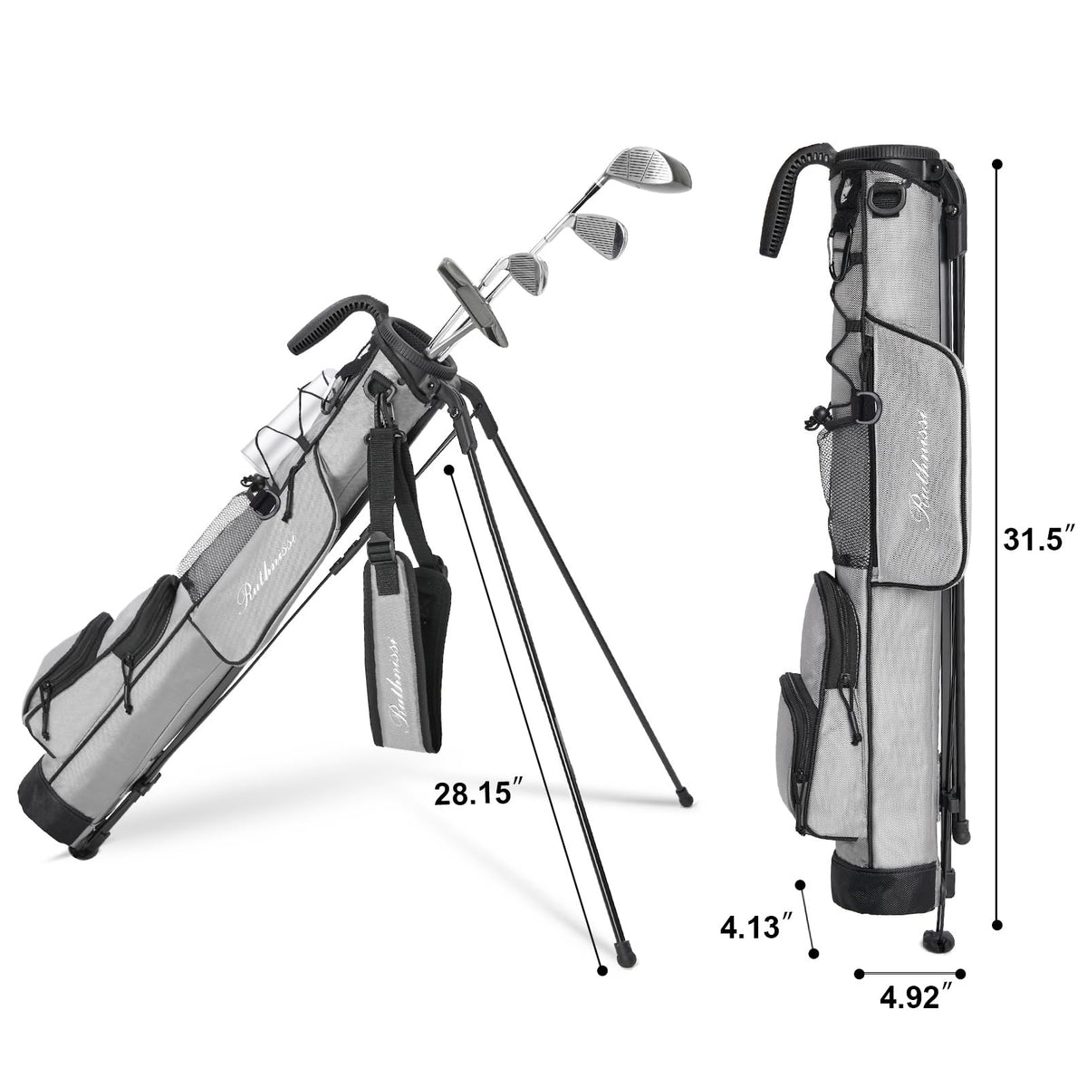 RUTHNISSI golf stand bag front-pocket layout for quick access to tees and phone