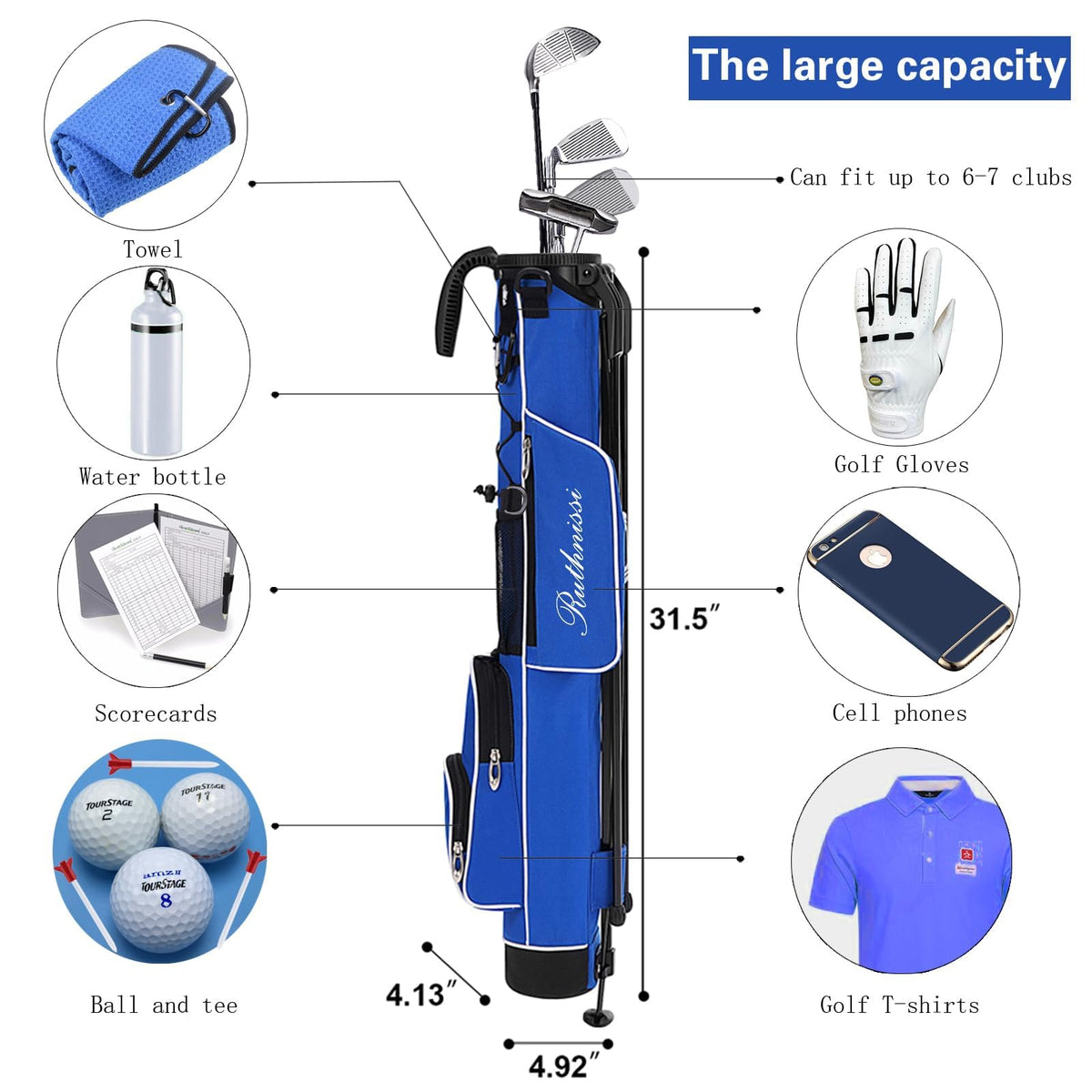 RUTHNISSI golf stand bag lightweight design at 2.42 pounds for easy rounds