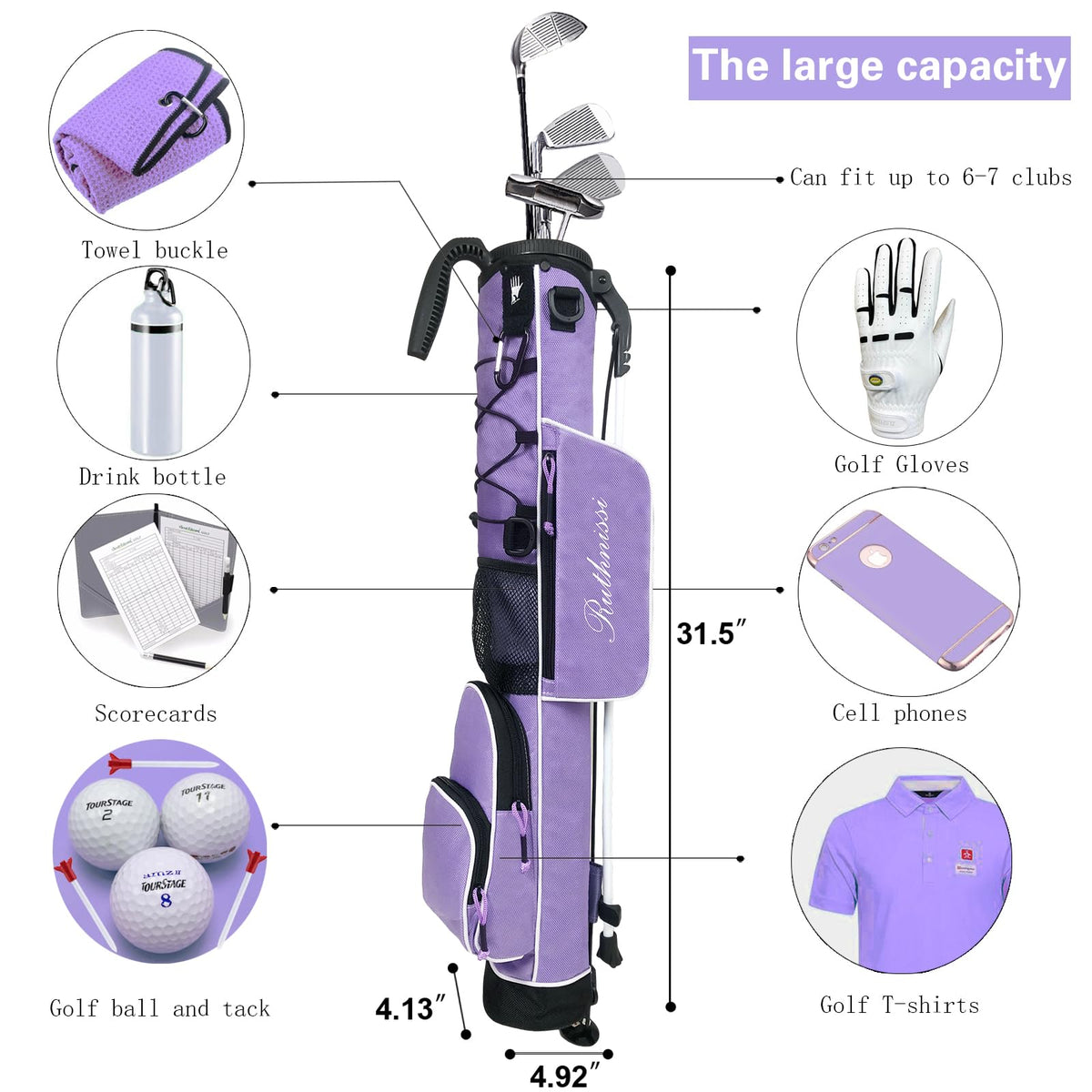 RUTHNISSI golf bag features padded strap for comfortable carrying