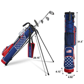 RUTHNISSI golf stand bag side pocket open with ball and accessory storage.