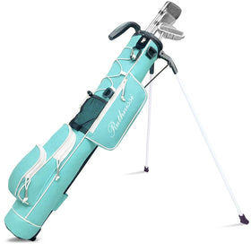 RUTHNISSI golf stand bag side pockets highlighting convenient storage for balls and tools.