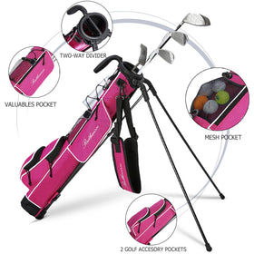RUTHNISSI golf stand bag stand-legs demonstrates stable height on various surfaces.