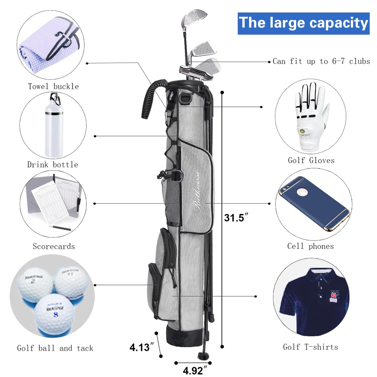 RUTHNISSI golf stand bag stand legs with rubber tips protect floors