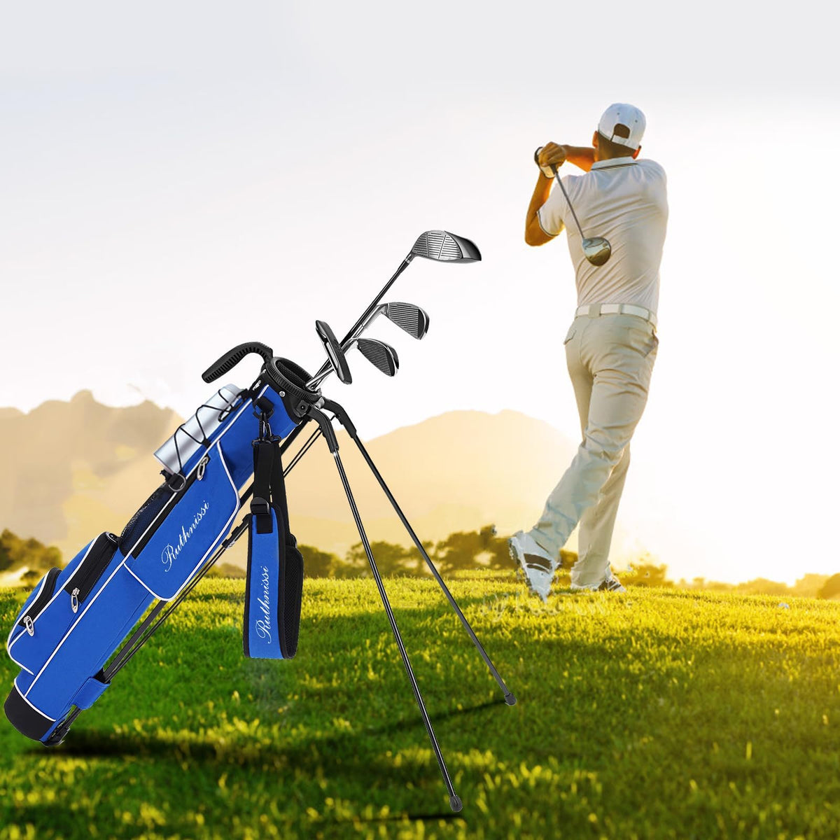 RUTHNISSI golf stand bag fits 4-5 clubs for quick driving range practice