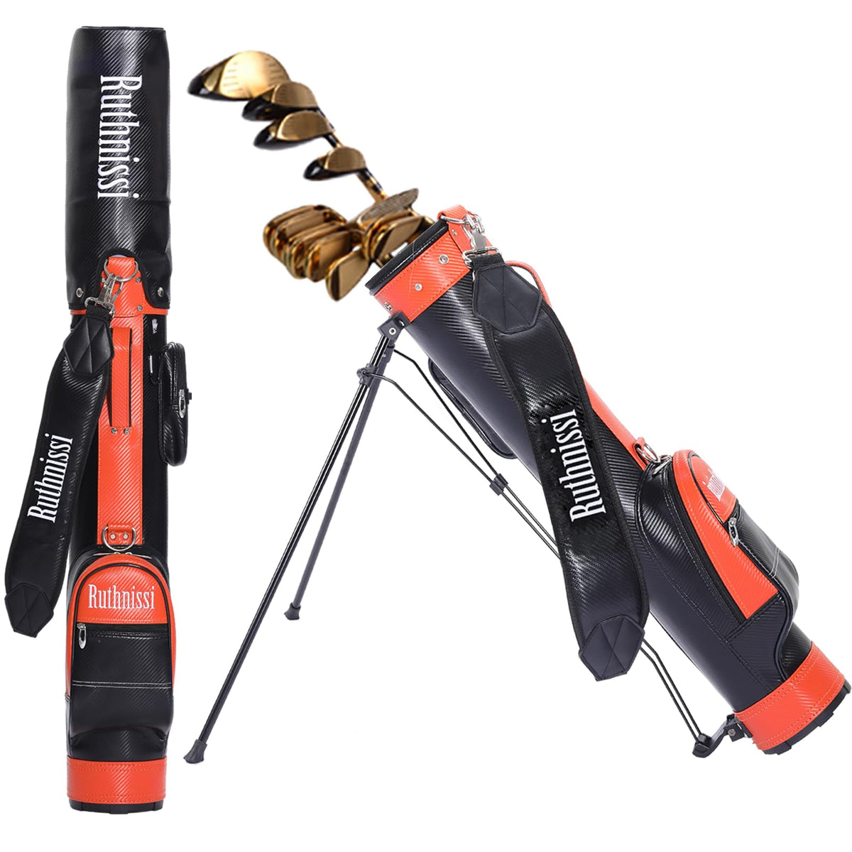 RUTHNISSI Sunday stand bag shows padded strap for comfortable carrying on walks.