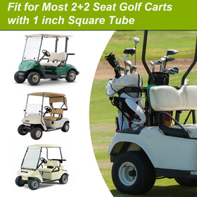 RUTU 2+2 fit image shows universal compatibility for EZGO, Club Car, and Yamaha
