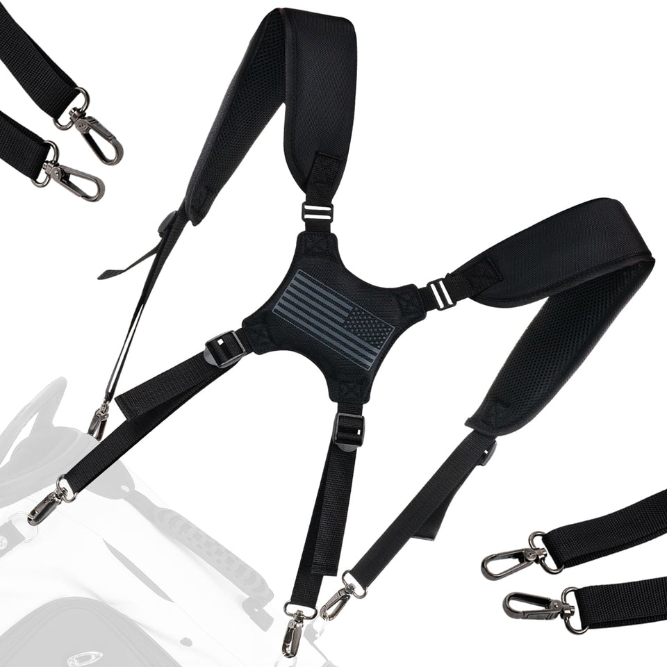 RVRAYS quick-hook install on golf bag strap for fast, tool-free replacement.