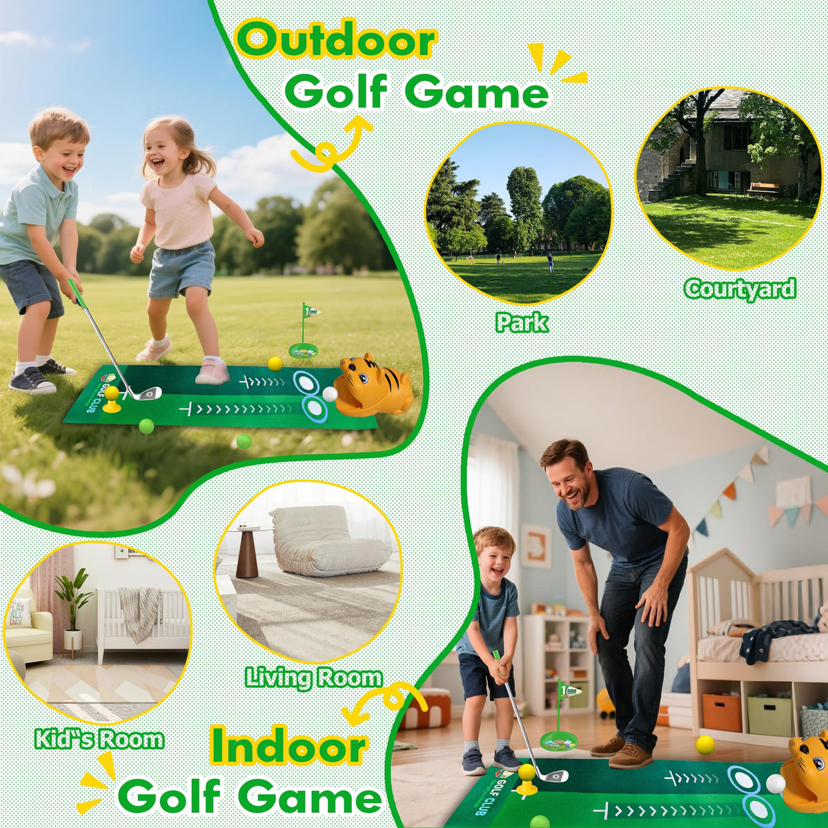 RYANER Putting mat suitable for indoor and outdoor practice.