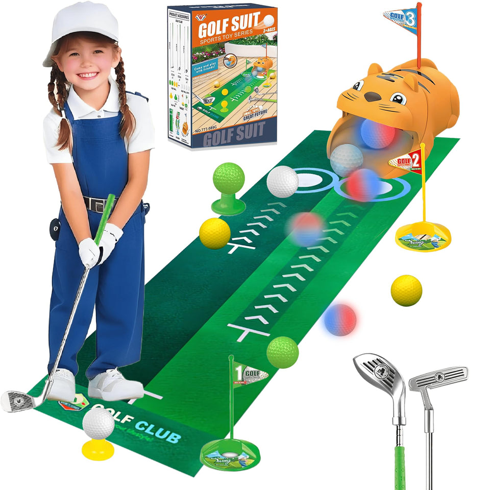 RYANER Toddler Golf Set with tiger auto return for easy backyard play.