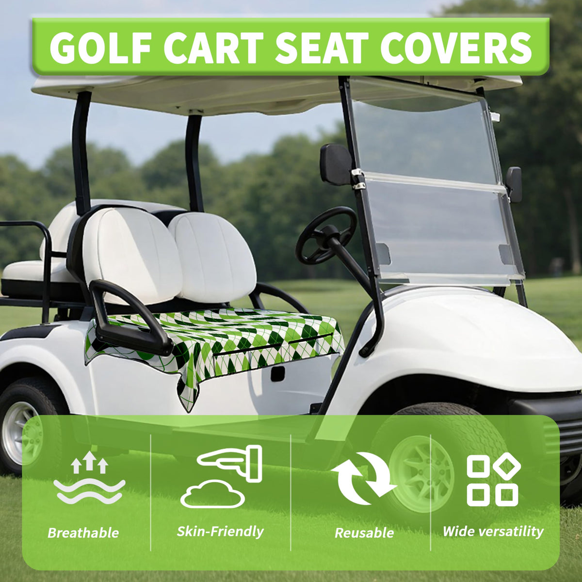rywyyebsi universal-fit seat cover installs quickly on most golf carts