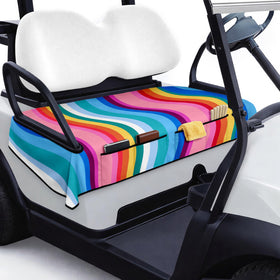 rywyyebsi golf cart seat cover front pockets close-up shows convenient storage.
