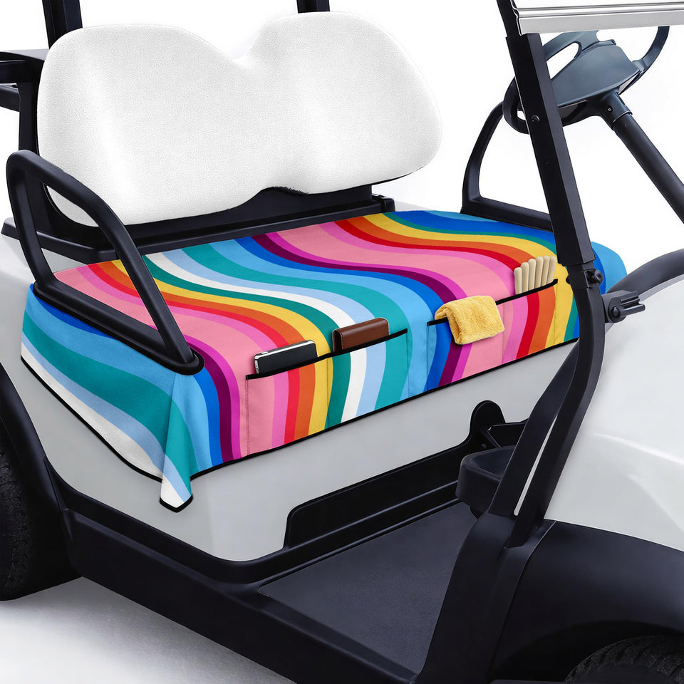 rywyyebsi golf cart seat cover front pockets close-up shows convenient storage.