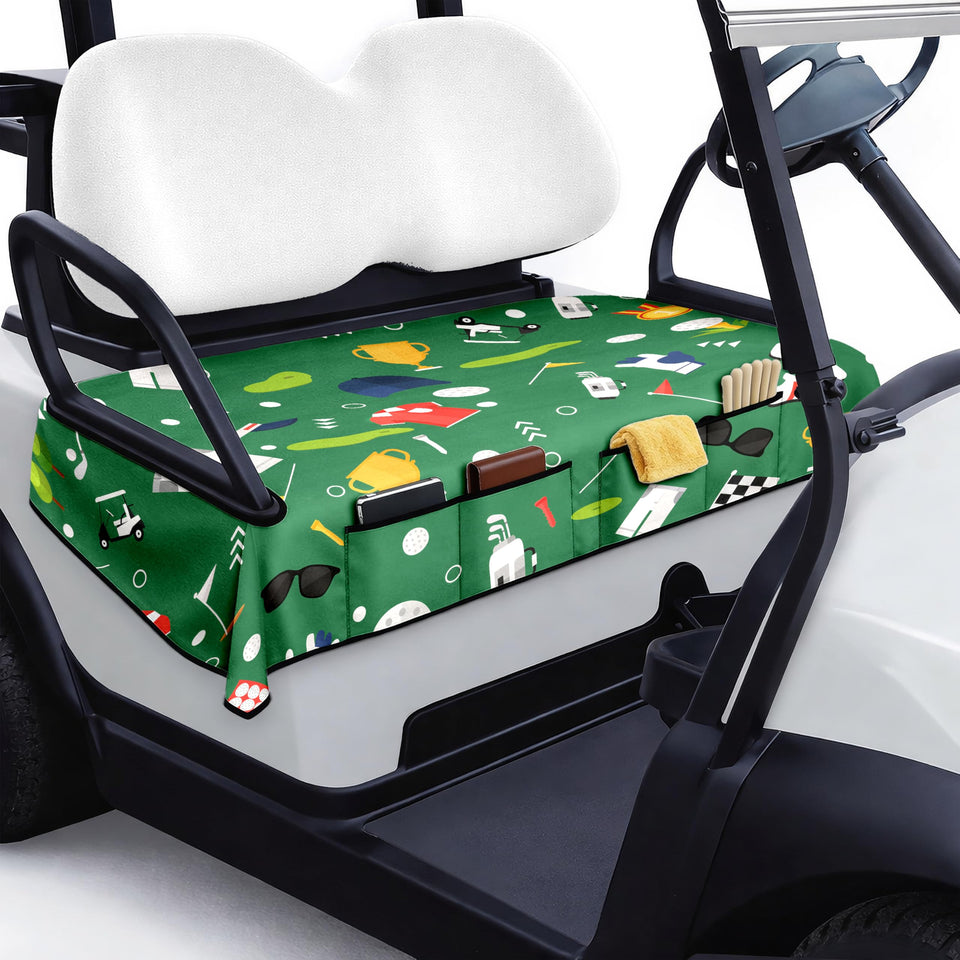 rywyyebsi golf cart seat cover with front pockets protects seats while organizing essentials.