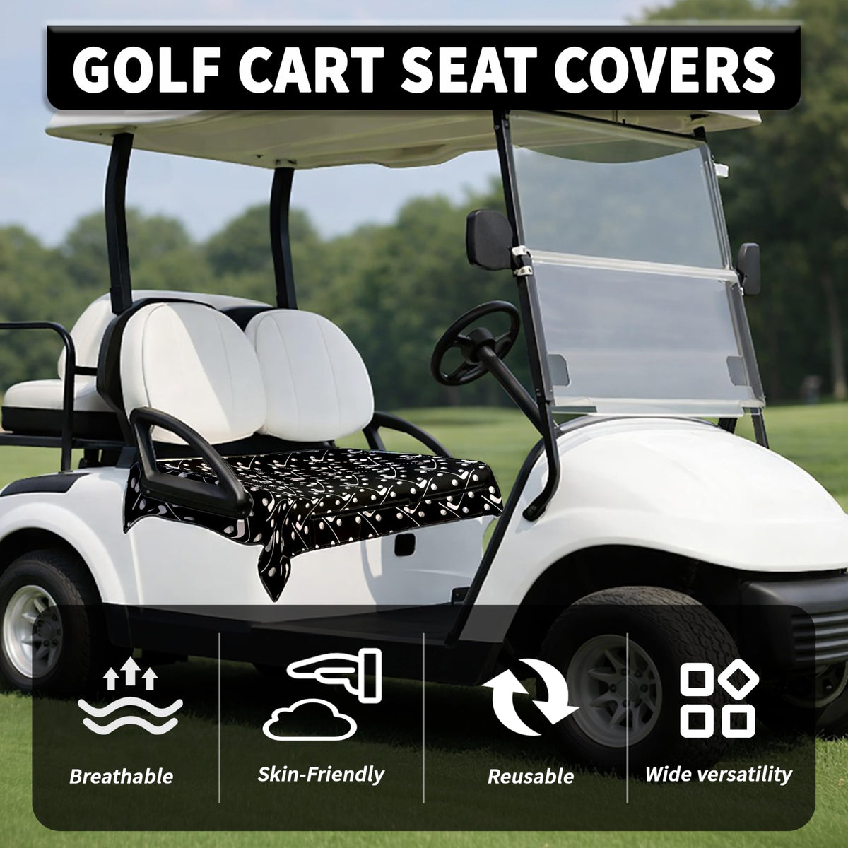 rywyyebsi durable quilted pattern enhances the golf cart's look.