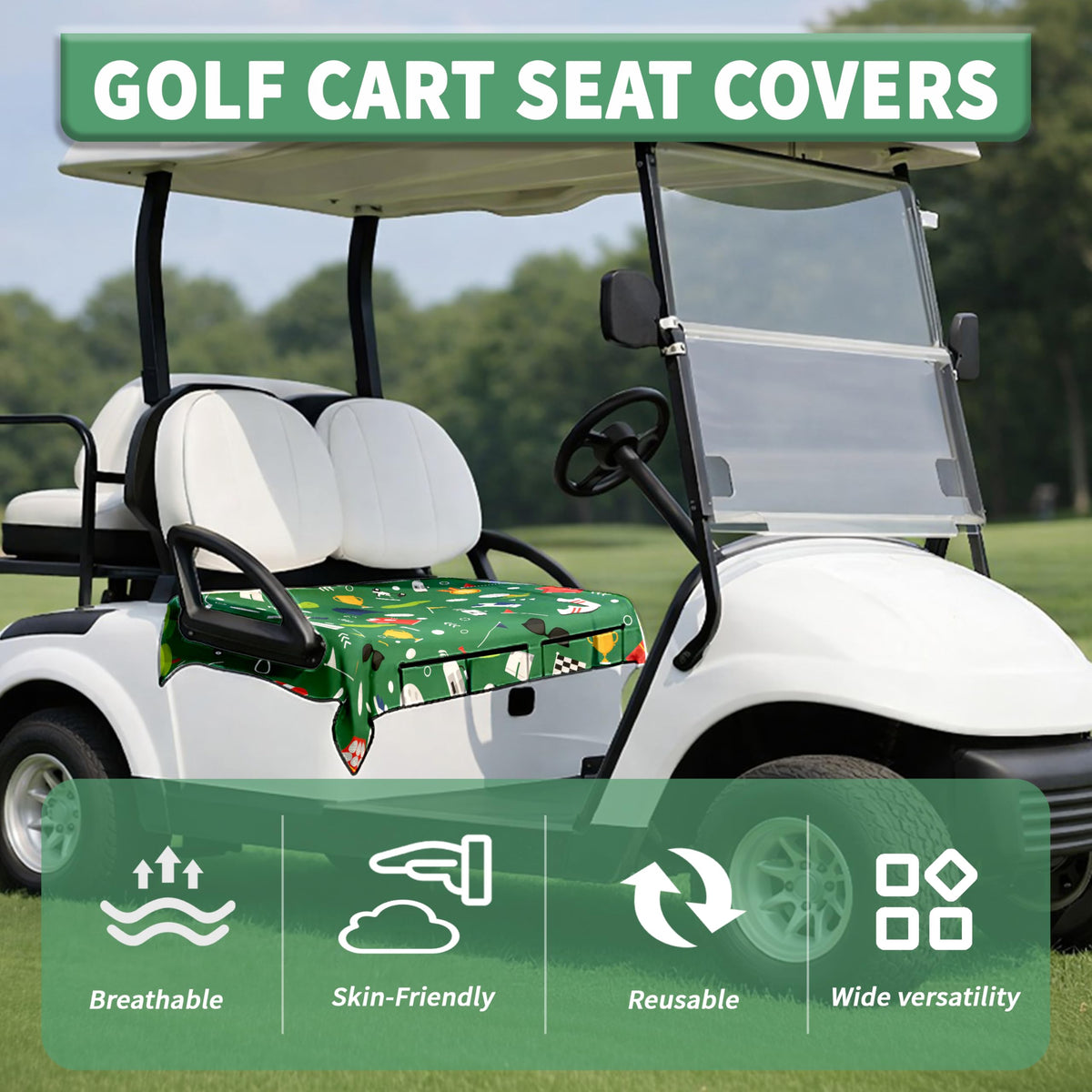 rywyyebsi durable quilted seat cover adds long-lasting style to golf carts.