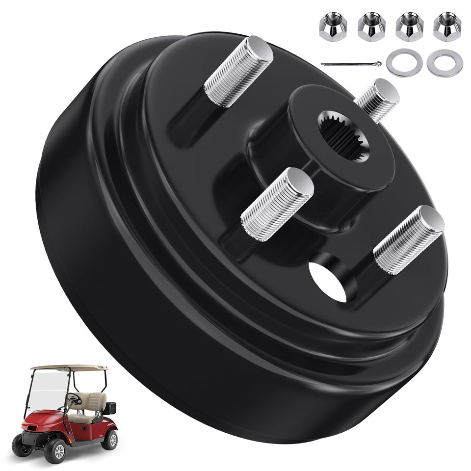 Rzcazzide brake drum hub assembly, front view, EZGO TXT, precise fit.