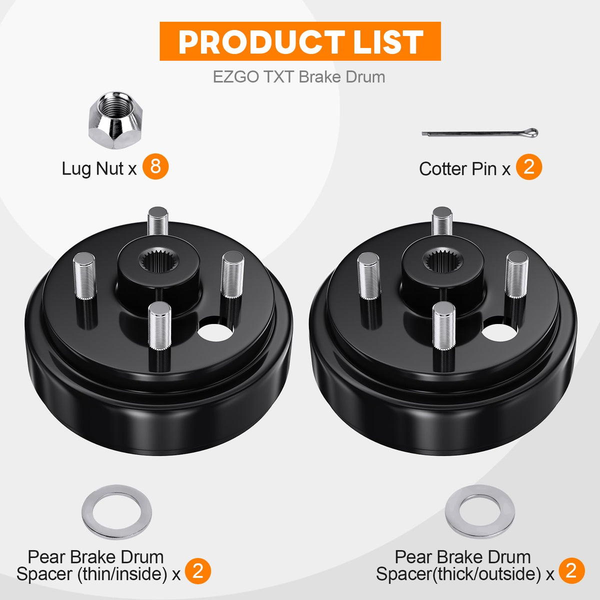 Complete Rzcazzide brake drum hub kit for EZGO TXT replacement