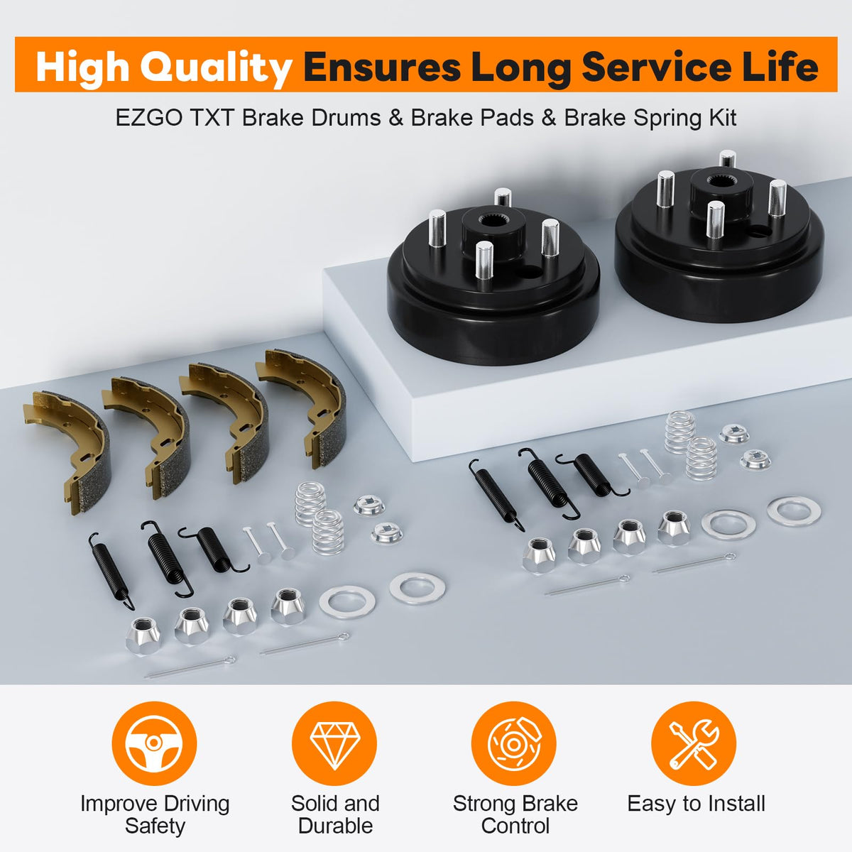 Rzcazzide EZGO TXT brake shoes kit provides durable stopping power
