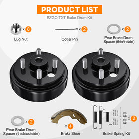 Rzcazzide EZGO TXT heavy-duty cast iron brake drums resist wear