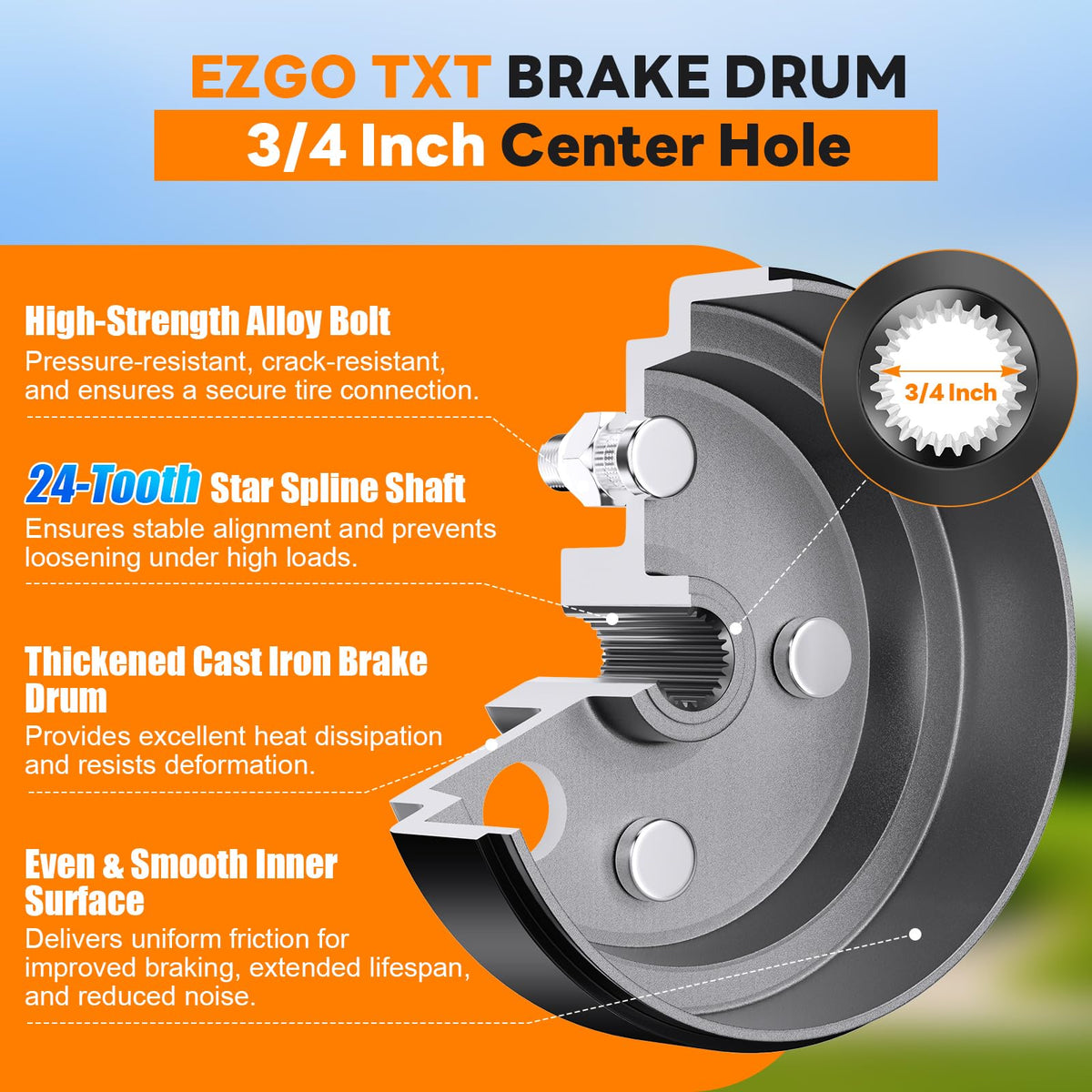Rzcazzide EZGO TXT lug nuts secure wheel attachment during service