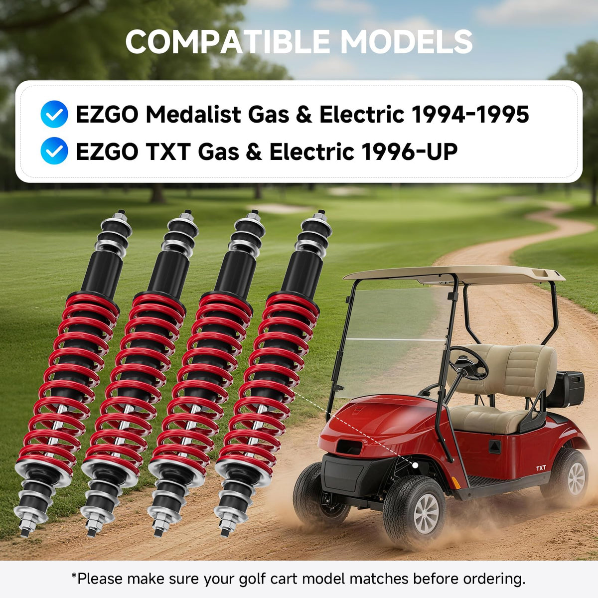 Rzcazzide EZGO TXT Medalist rear shock enhances vehicle stability.