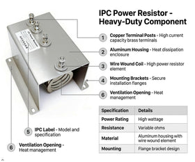 Sabeweile IPC power resistor assembly side view, durable aluminum build for lasting performance.