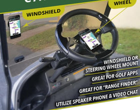SafeVuu dash-free mount on steering wheel preserves dashboard vents and space.