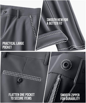 Safort pants belt closure and zipper for secure daily wear