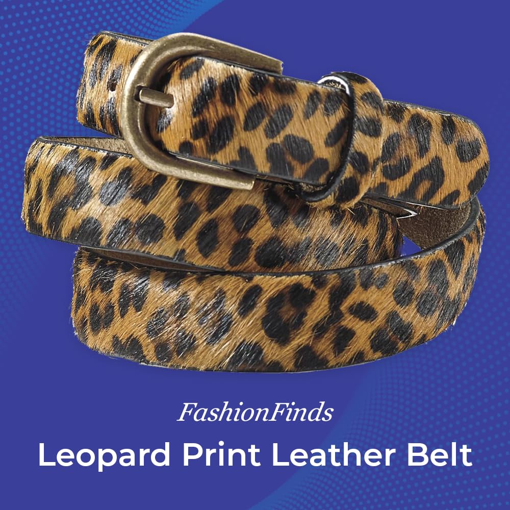 SAGEFINDS leopard belt brass buckle detail adds chic, durable finish