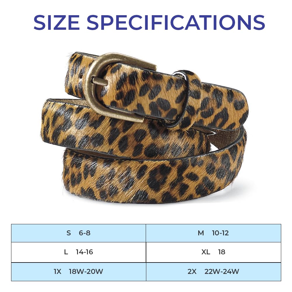 SAGEFINDS leopard belt size range S to 2X for comfortable fit