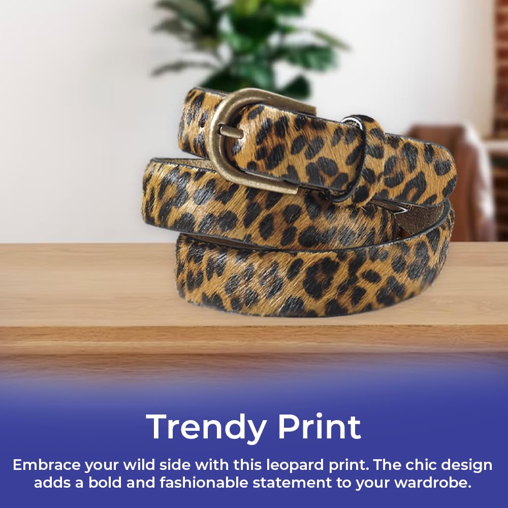 SAGEFINDS leopard print belt worn at dress waist creates feminine silhouette