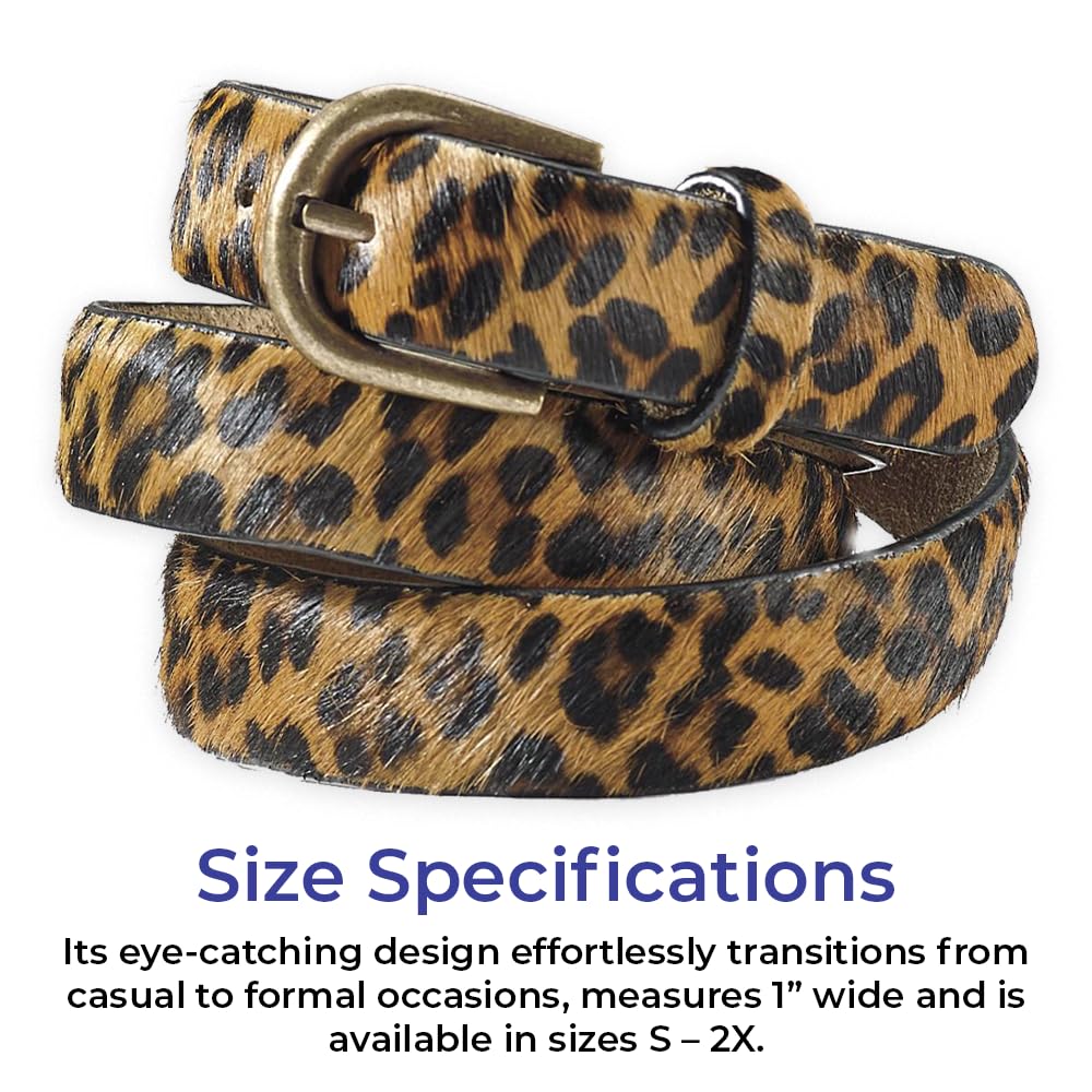 SAGEFINDS leopard print belt 1-inch width for easy matching with outfits
