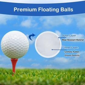 Sagsewful box containing 15 premium floating golf balls ready for training.