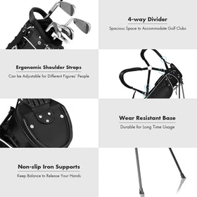 Salches golf stand bag showing 4 pockets for accessories