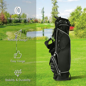 Metal foot support on Salches stand bag for stable balance