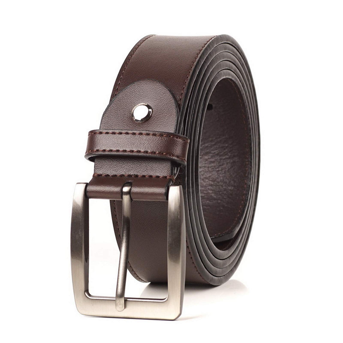 SAMBATA belt brown leather with single prong buckle for daily wear.