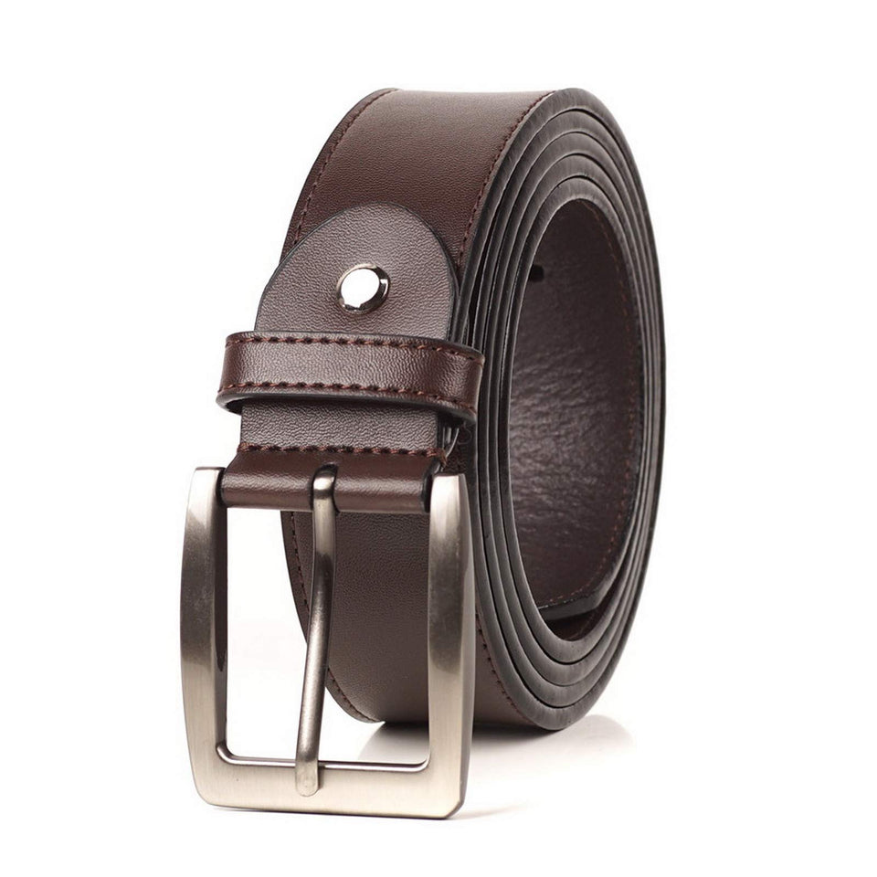 SAMBATA belt brown leather with single prong buckle for daily wear.