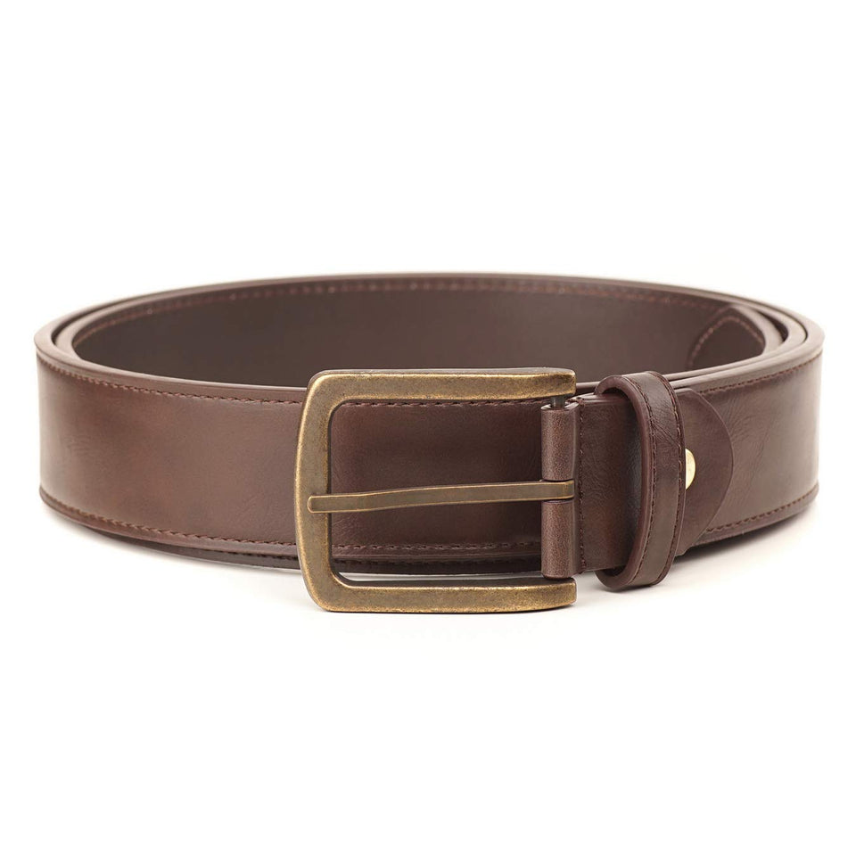 SAMBATA big & tall belt brown leather with classic buckle for daily wear