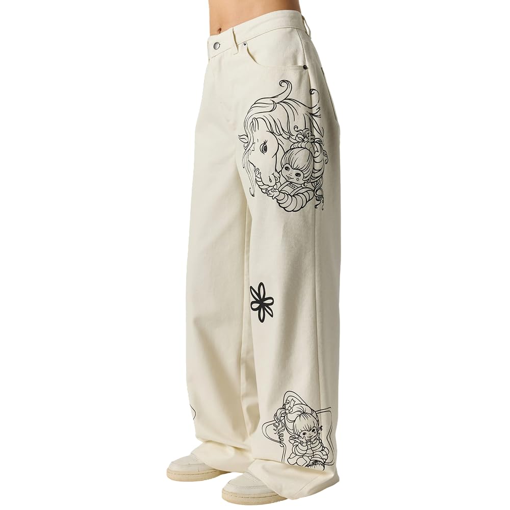Samii Ryan Rainbow Brite canvas pant graphics-down-leg detail for bold style.