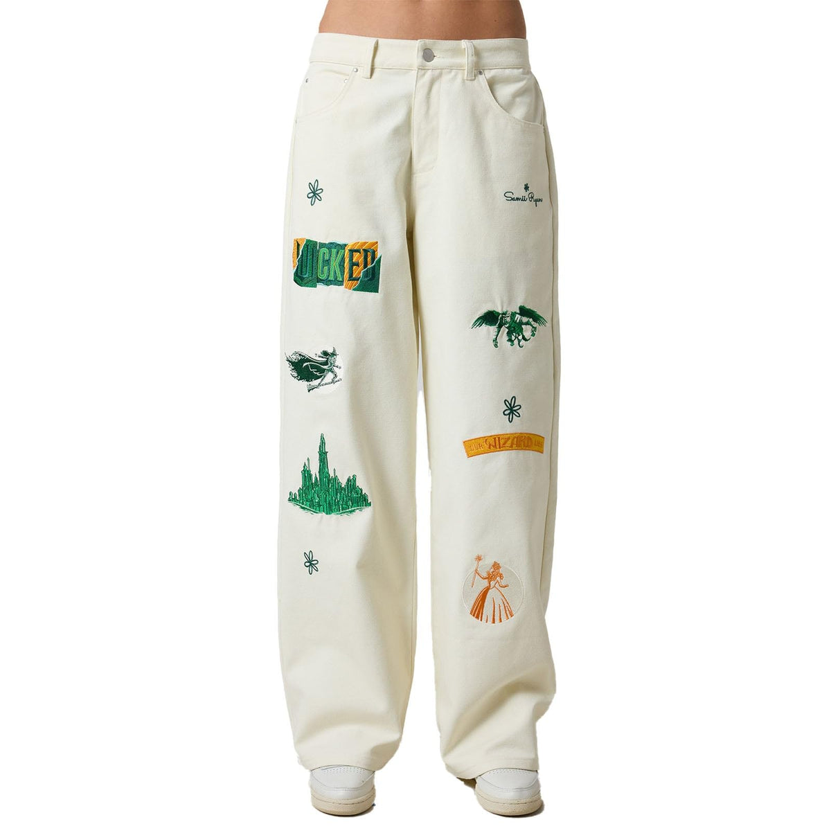 Samii Ryan Wicked x Wicked Pants front embroidery detail for everyday fan style.